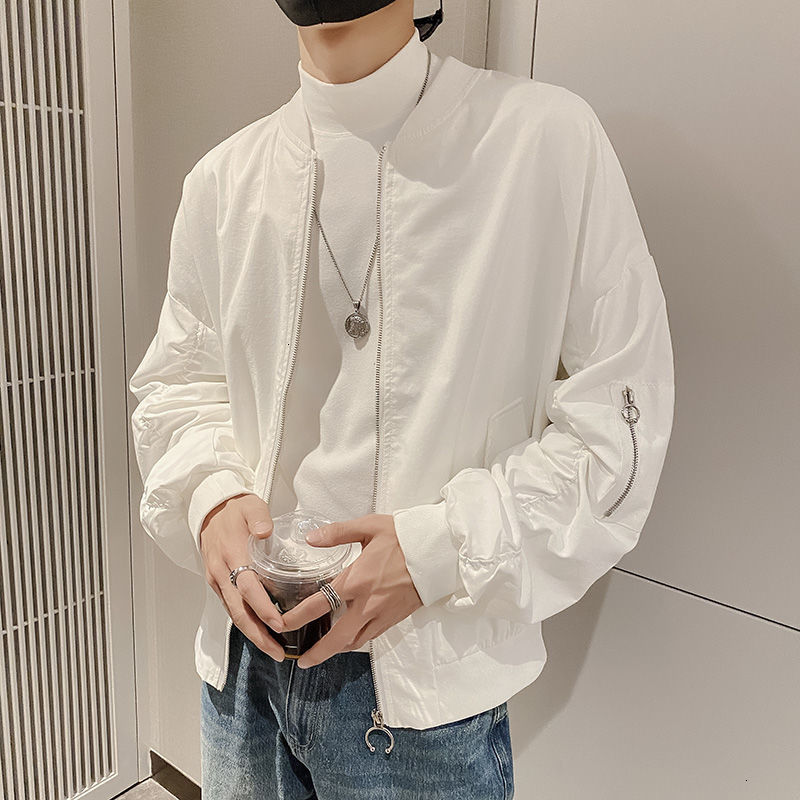 

2021 New Spring Summer Thin Men' Fashion Casual Baseball Uniform Jackets Mens Streetwear Short Hip-hop Bomber Jacket Men 70zk, Gray