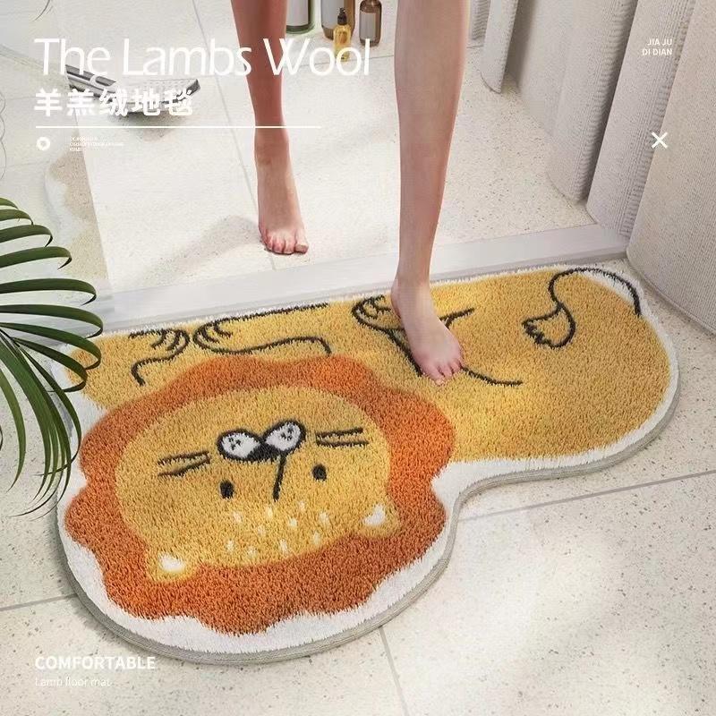 

Carpets Cute Cartoon Lamb Floor Mat For Living Room Bedroom Chair Carpet Bathroom Bathtub Decoration Non Slip Door Bath