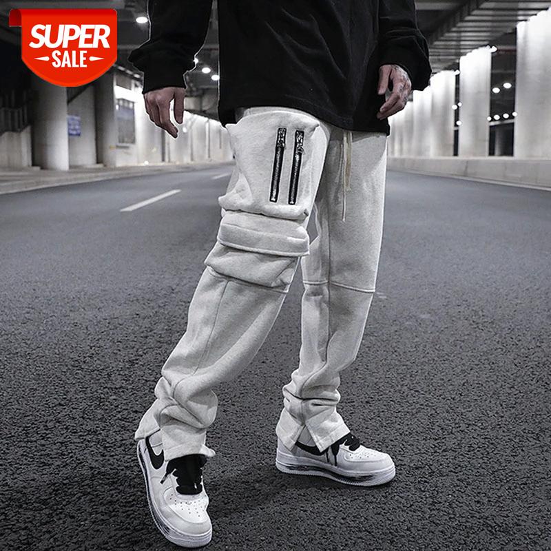 

Multi-pockets Streetwear Joggers Fleece Sweatpants Mens Drawstring Straight Oversize Gray Harem Pants Loose Casual Trousers #kD0B, Black