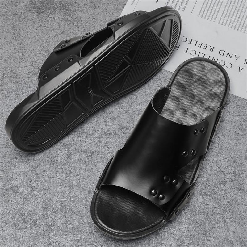 

slippers men's shoes fashion solid plutonium hollow toe open foot footwear casual comfortable all-match sandals ks075 d5tt, Black
