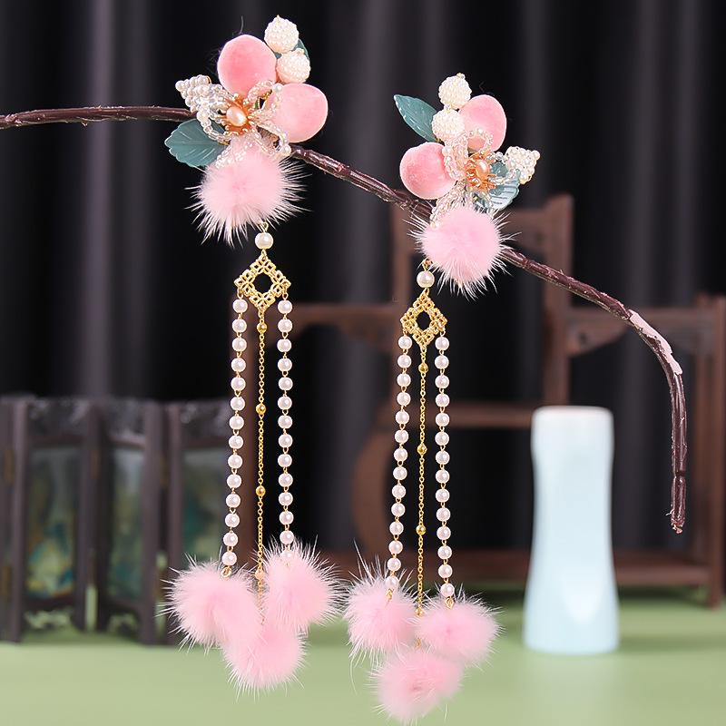 

Hair Clips & Barrettes Chinese Hairpins Flower Headpieces Simulated Pearls Pendant Tassel Jewelry Retro Hanfu Dress Super Fairy Accessories, Golden;silver