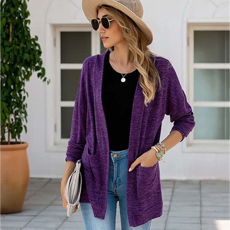 

2021 Women Fashion Solid Pockets Loose Knitted Cardigan Sweater Vintage V-neck Long Sleeve Female Office Lady Outerwear Chic Top Kutw, Burgundy