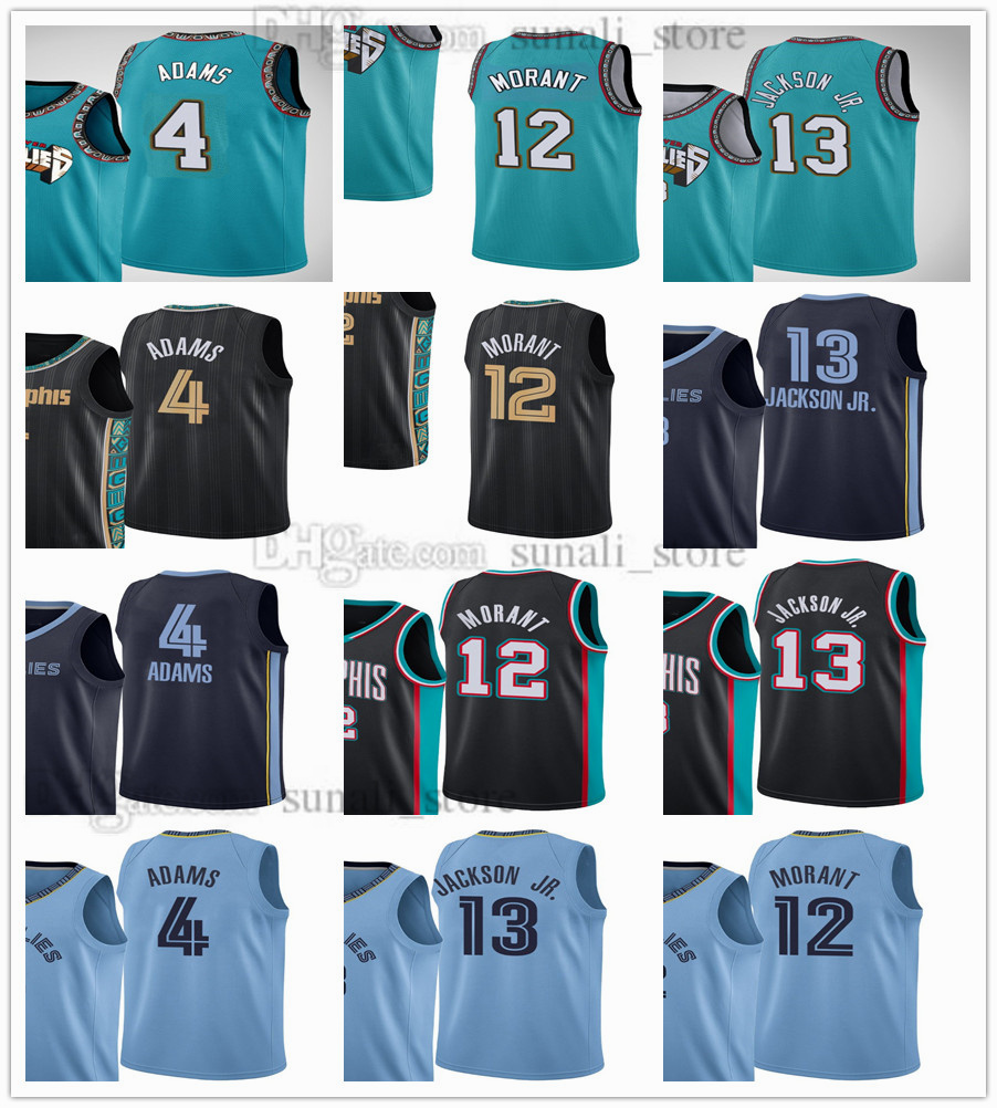 

2022 Men Women Kids Youth Steven 4 Adams Basketball Jerseys Ja 12 Morant Jaren 13 Jackson Jr. Teal Green City Black Blue Breathable Shirts
