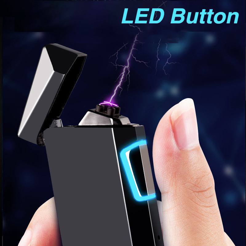 

2021 Zinc Aoy ED Touch Cigarette ighter Windproof Pasma Doube Arc ighters Novety USB Eectric ighter Gadgets for Men