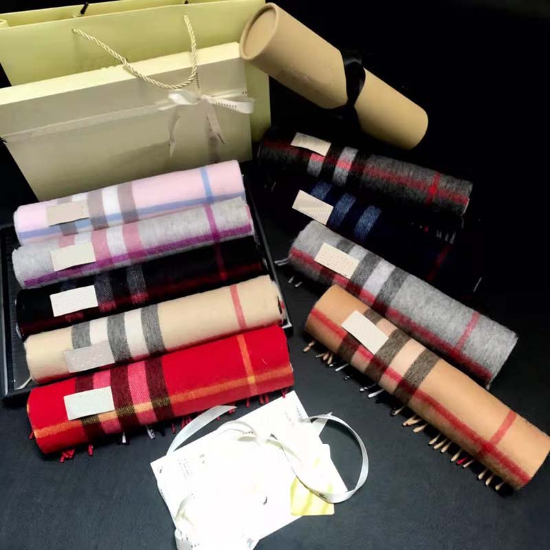 Luxe Classic Scarf Designer British Plaid Cotton Mesdames Haute Qualité Hiver Unisexe Top 100% Cachemire Écharpes