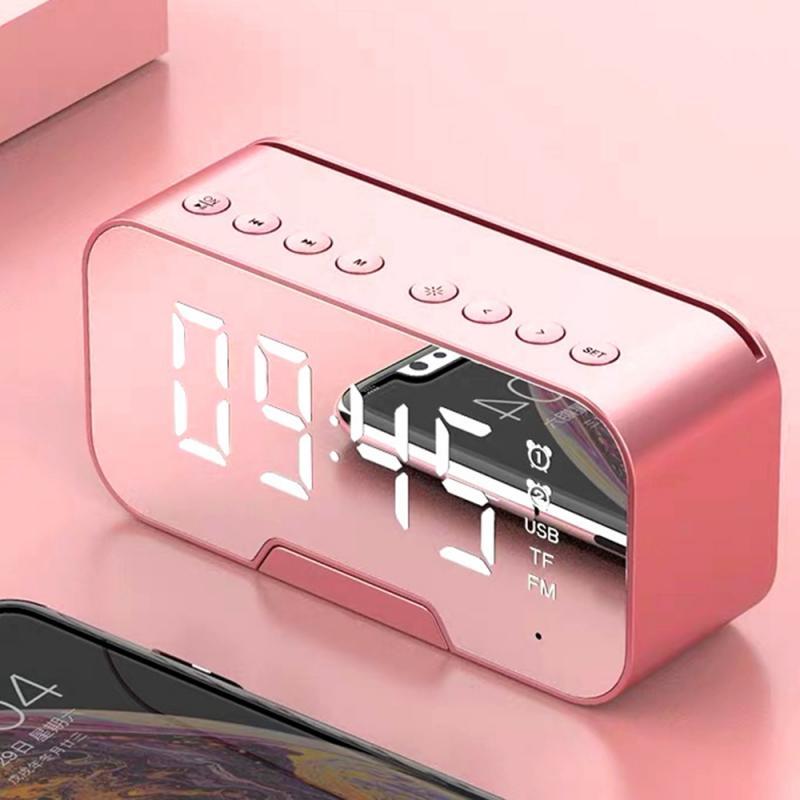 

Portable Speakers Mirror Alarm Clock LED Digital Bluetooth Speaker With Radio Wireless Subwoofer Music Player Table