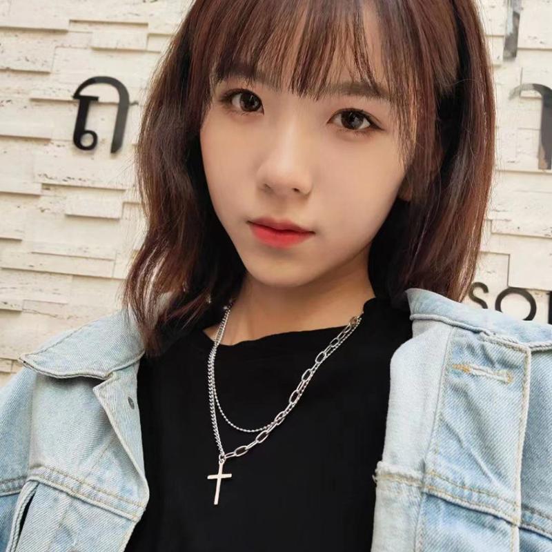 

Pendant Necklaces Shuangshuo Stainless Steel Cross Long Chain Necklace Female Choker Simple Double Layer For Women Colliers