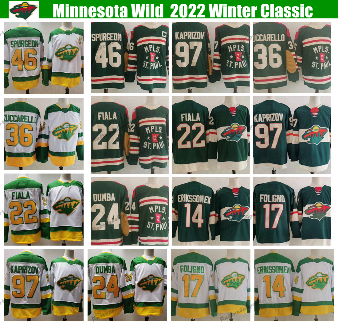 

2022 Winter Classic Minnesota Wild Kirill Kaprizov Hockey Jerseys Kevin Fiala Matt Dumba Mats Zuccarello 46 Jared Spurgeon Reverse Retro Marcus Foligno Eriksson Ek, Green tell us number
