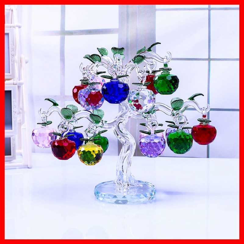 

Chirstmas Tree Hangs Ornaments 30 40 50mm Crystal Glass Apple miniature Figurine Natale Home Decorations Figurines Crafts gifts C0220