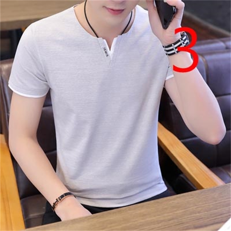 

2021 New Summer Trend Men's Fashion Stretch Bottoming Shirt Tight Round Neck Korean Version of the Slim Tide Youth Short-sleeved Za7t