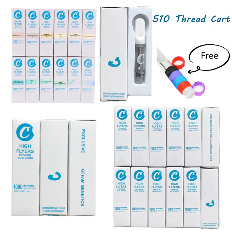 

Cookie Vape Cartridges Packaging Atomizers 0.5ml 0.8ml 1ml Ceramic Glass Thick Oil Dab Pen Wax Vaporizer Carts Atomizer E Cigarettes 510 Thread Empty Cartridge