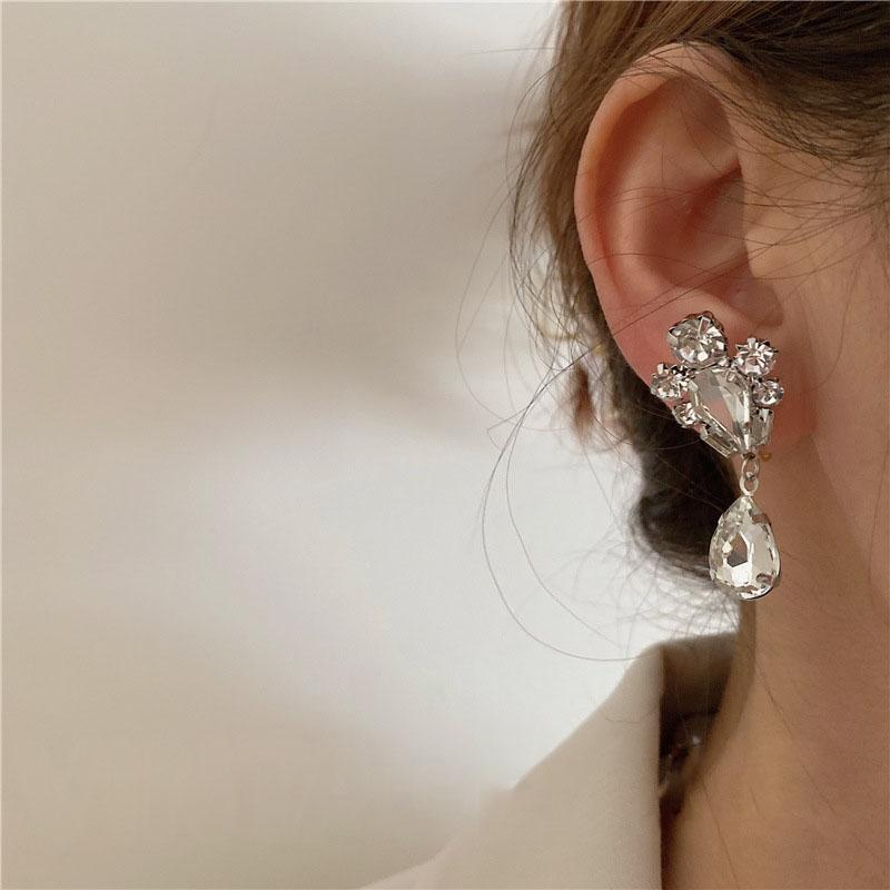 

Dangle & Chandelier TIMEONLY Temperament Waterdrop Crystal Earring For Women Lady Sparkly Rhinestone Geometric Big Drop Earrings Party Jewel