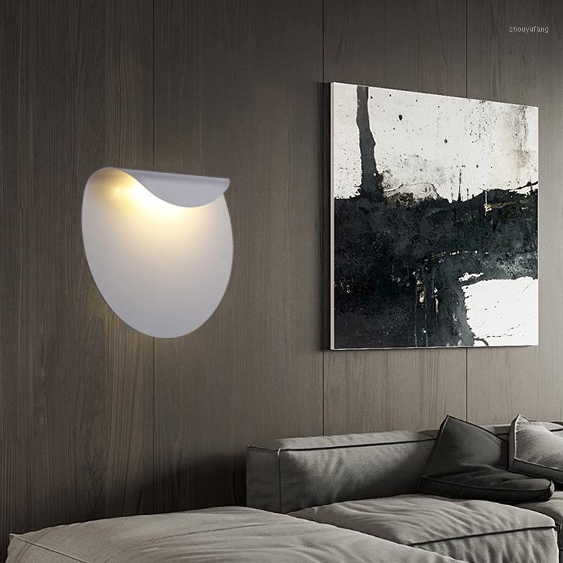 

Modern Mounted Led Wall Lamp Painted Metal Round Iron Light Contemporary Silver Sconce Bedside