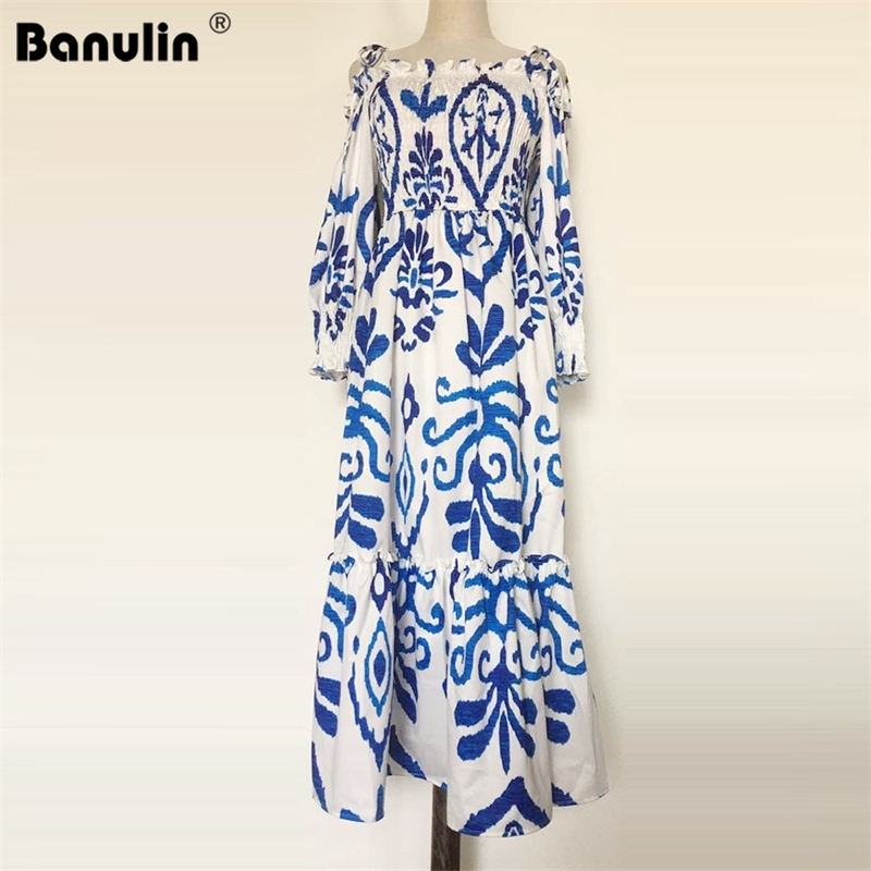 

Banulin Fashion Runway Summer Dress Women's Bow Spaghetti Strap Off Shoulder Gorgeous Floral Print Party Vestidos 210603, The picture color