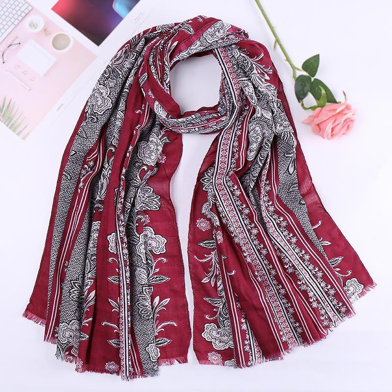 

Scarves -selling Women's Fur Shaved Cotton Printed Scarf Exotic Style And Linen Gradient Color Bib Decorate Floral