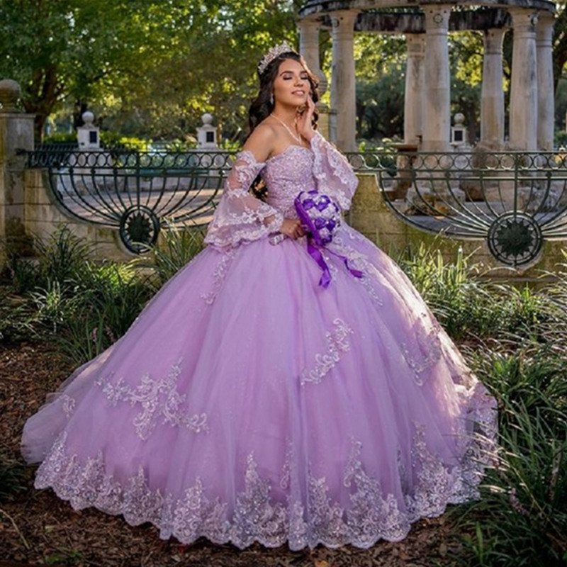 

Puff sleeves Quinceanera Dresses Ball Gown Purple Tulle Sweet 16 Puffy Prom Dress Vestido de Fiesta, Ivory