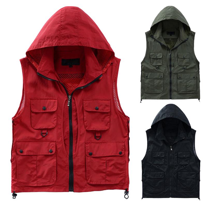 

Men's Vests Outdoor Casual Quick-drying Vest Men Women Multi-pocket Breathable Mesh Fishing Pography TC21, Black