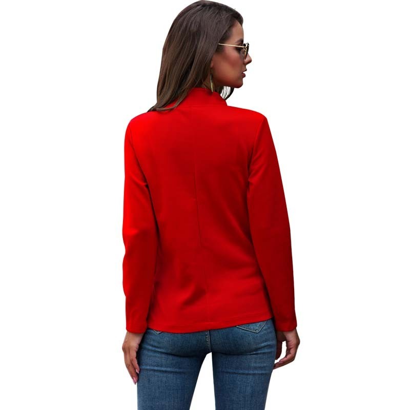 

2021 Autumn New Elegant Red Jacket Women Stand Collar Long Sleeve Jackets Tops Famale Streetwear Basic Short Coat Y9nf, Black