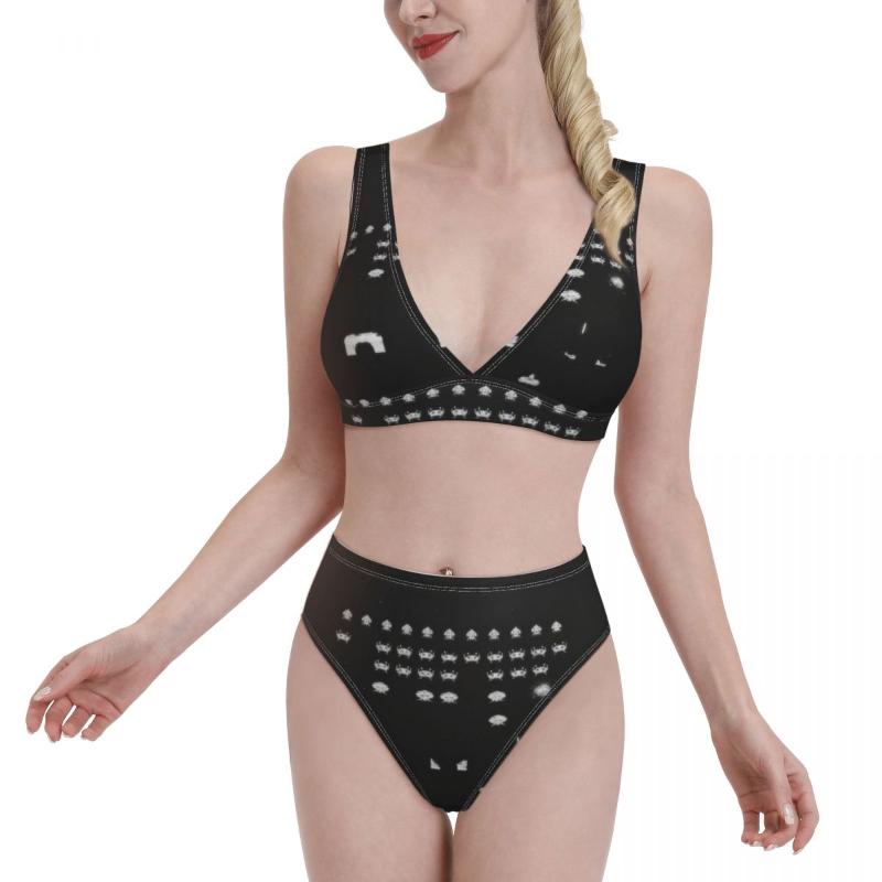 

Women' Swimwear Bikini Retro Game Sexy 2021 Women Swimsuit High Waist Top 80s Video Bathing Suit, Print