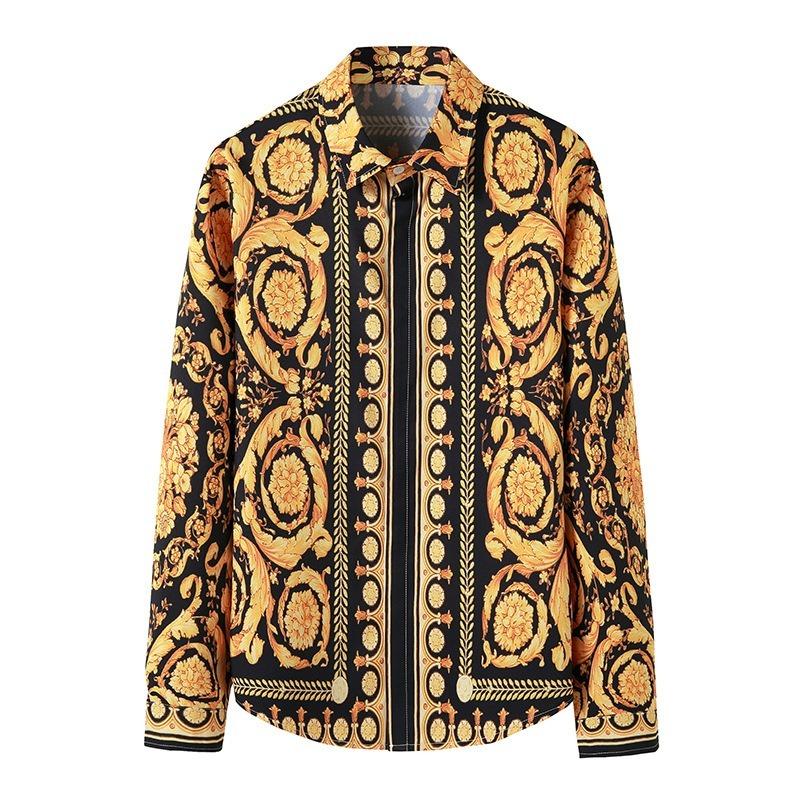 

Men's Casual Shirts Luxury Royal Shirt Men 2021 Brand Long Sleeve Mens Dress Baroque Floral Print Party Formal Camisas Hombre, As shown