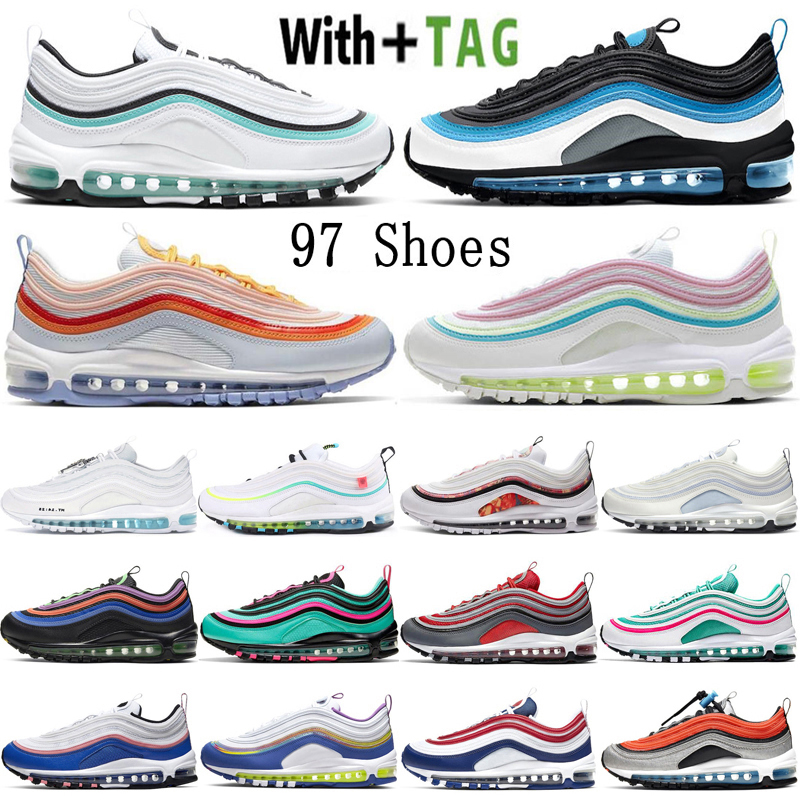 

2021 Top Quality Cushion OG Undefeated 97 Mens Running Shoes Aqua Blue Aurora Green Reflective Black Bullet Easter USA Men Women Sneakers Trainers Size 36-45