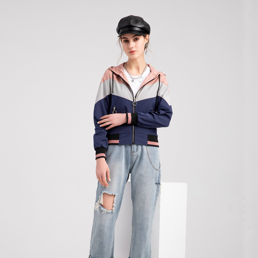 

Women's Thin Hoodie Jacket Hooded Collar Long Sleeve Zipper Pocket Splicing Coat Basic Autumn Base Shirt Running Shirt Home Casual Wear, Color contrast