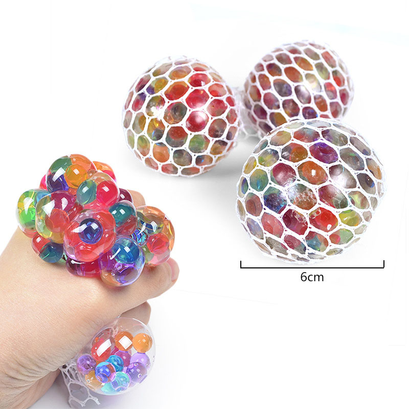 

6.0CM Large Size Colorful Mesh Squishy Grape Ball Fidget Toy Anti Stress Venting Balls Squeeze Toys Decompression Anxiety Reliever