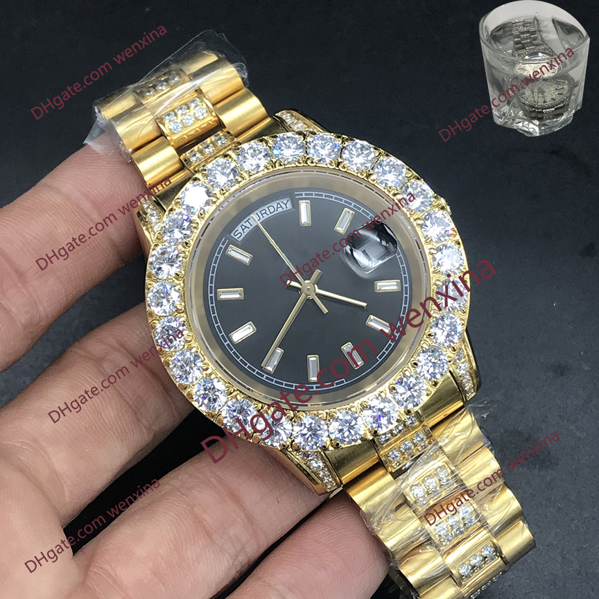 

1 Colour high quality Diamond Watch 43mm Mens Watches roman letters fluted Bezel montre de luxe 2813 automatic Steel Waterproof Wristwatches, 01