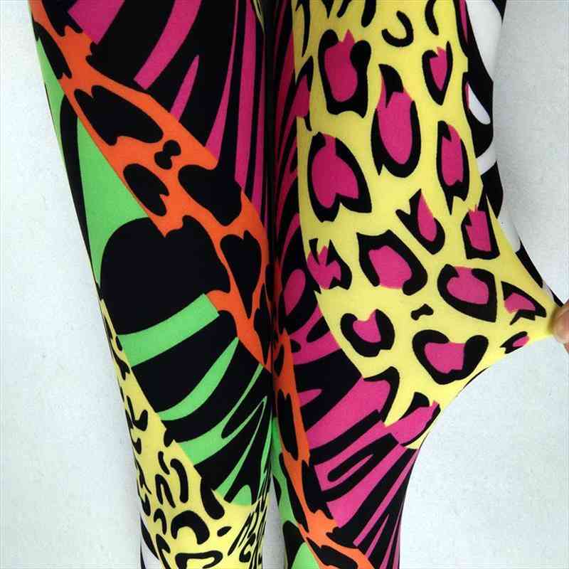 

leopard grain color print women leggings high elastic running sports leggings slim female casual trousers fitness pants, Black