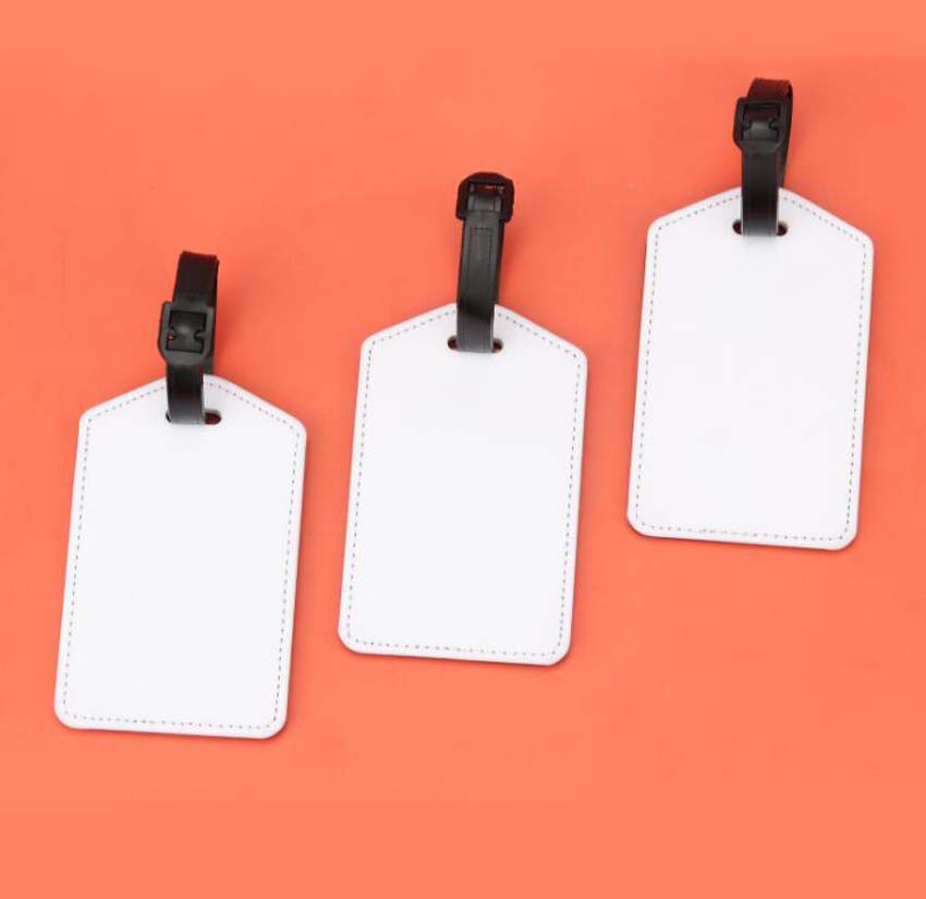 

DHL100pcs Bag Parts Sublimation DIY White Blank Luggage Tags Travel Accessories Pu Suitcase ID Address Holder