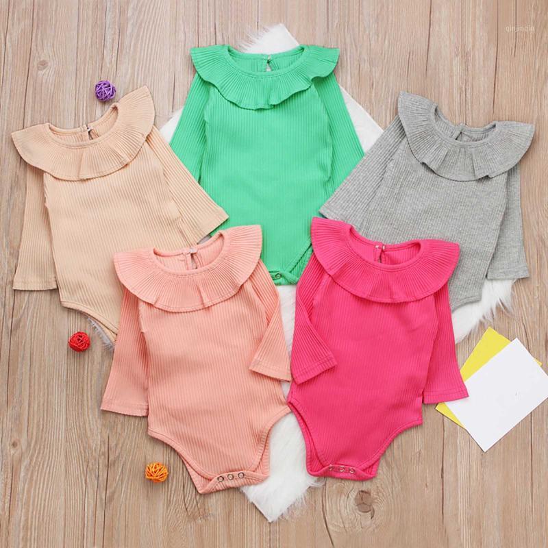 

Clothing Sets Born Baby Girl Clothes Sweet Girls Ruffled Solid Color Long Sleeves Romper Jumpsuit Outfit Summer, White