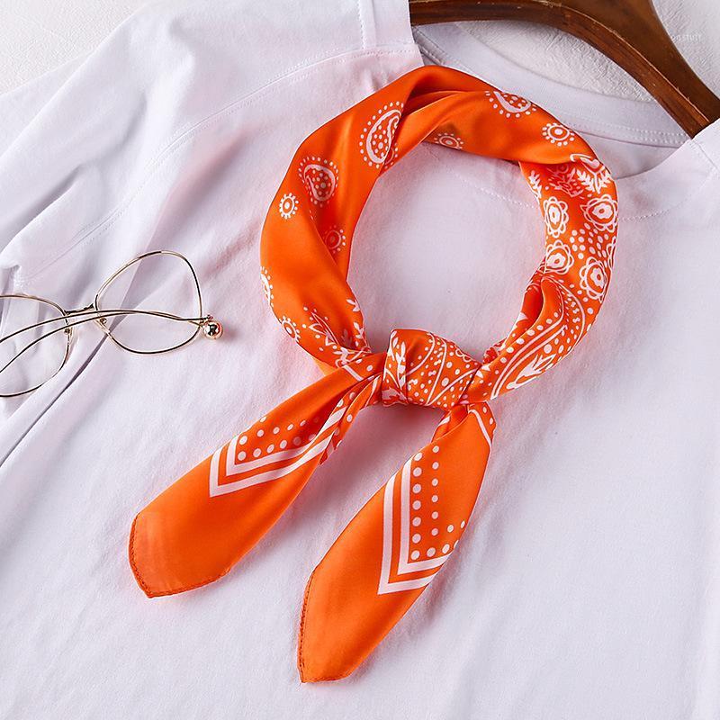 

Scarves Women Soft Fashion Printed Foulard Female Vintage Head Scarf Square Hair Accessories Bags Decoration, Blue;gray