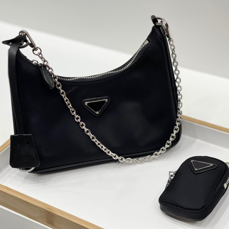 

2005 Luxurys Designers Bags Handbag Designer black mini small crystal vintage pink silver chain crossbody re edition 2022 Nylon bag designer handbags
