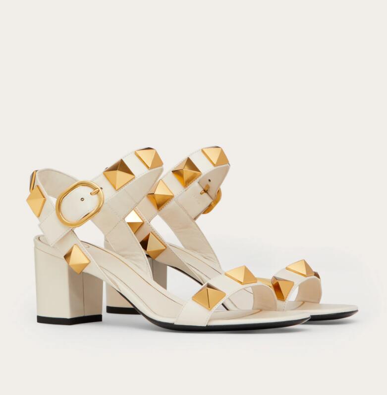 

Perfect Summer Roman Stud Sandal Women High Heels Lady Calfskin Leather Gladiator Sandalias Maxi Studs Walking Shoes EU35-43