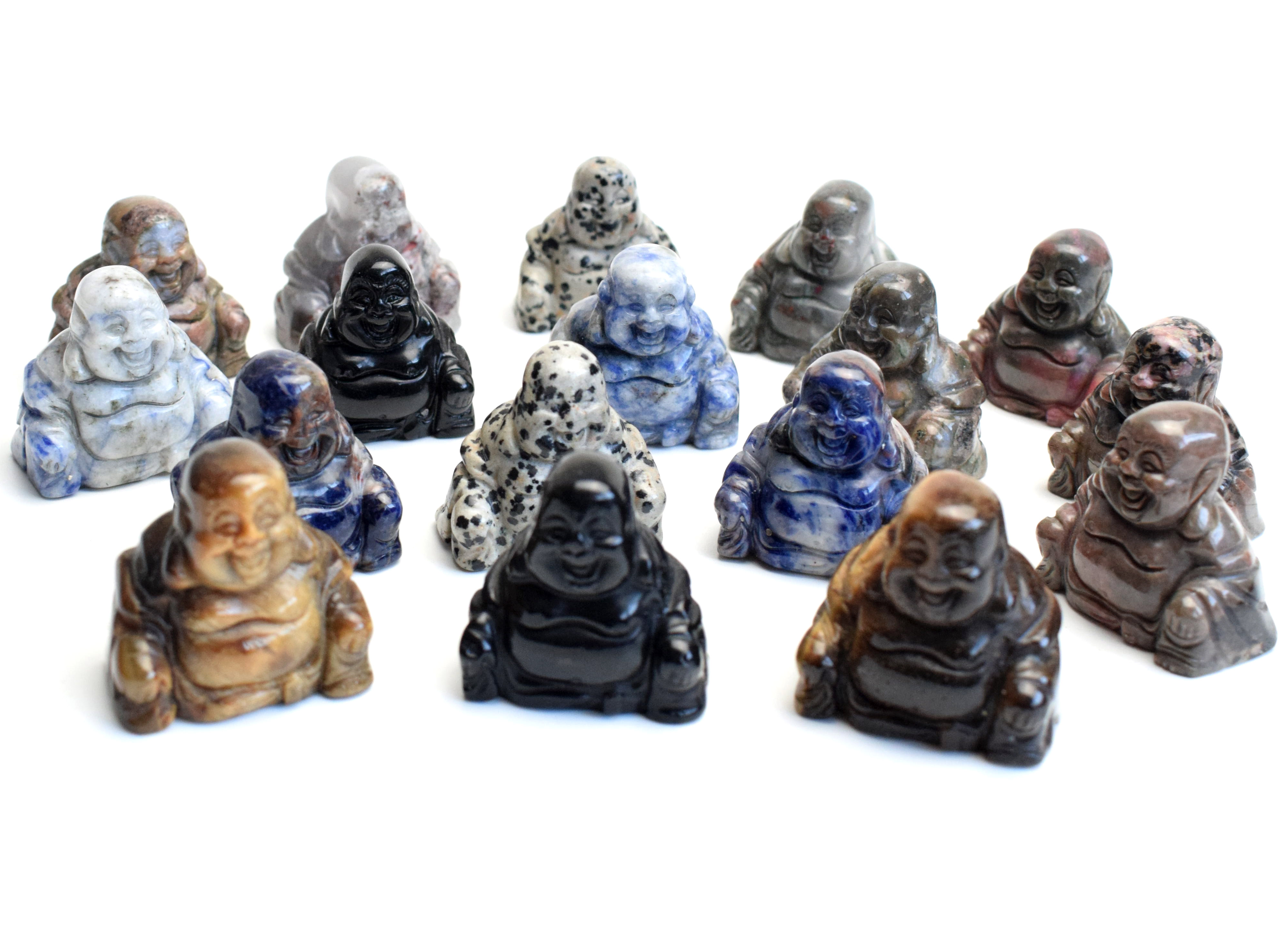 

1.4 Inches Small Size Natural Tumbled Chakra Stone Carved Crystal Healing Budai Maitreya Buddha Statue