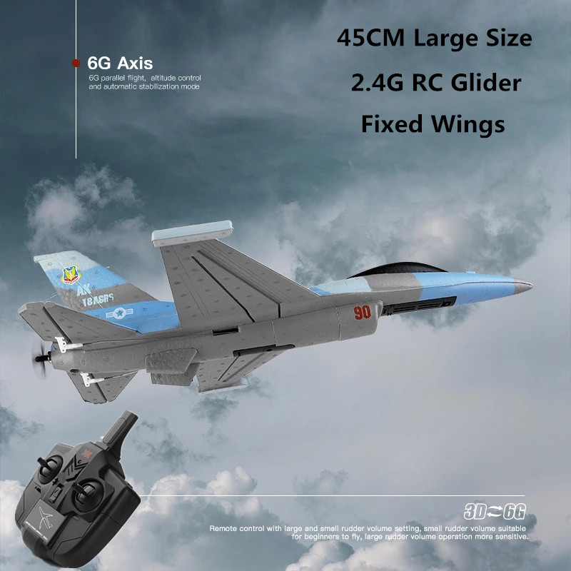 

2.4G 45CM Remote Control Airplane Fixed Wing 3D 6G Stunt Landing Glider Rc Airplanes Hand Throwing Foam Aircraft Model Toys Gift, With 1battery