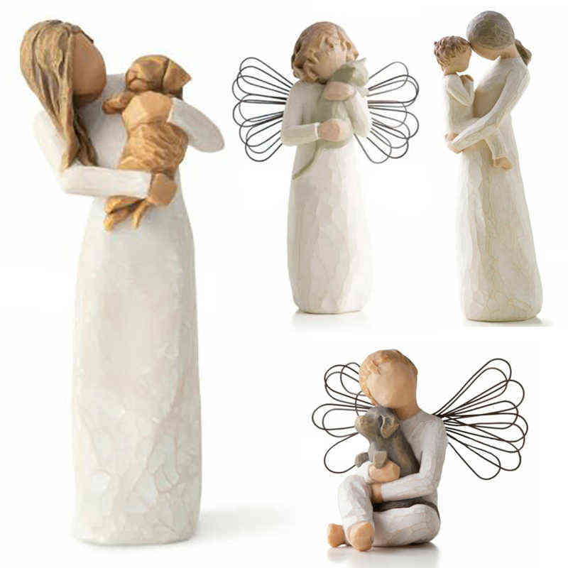 

Mom And Son Figurine Home Ornament Minimalist Resin Crafts Dad And Children Sclupture Decor Tabletop Christmas Gift For Family G0911