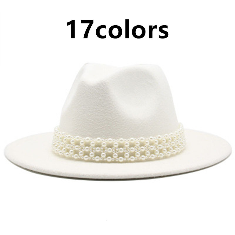 

2021 Winter Women's Pearl Belt Elegant Casual Church Wedding Jazz Caps Vintage Trilby Fedora White Green Men New Felt Hats 8qbx, Dark grey