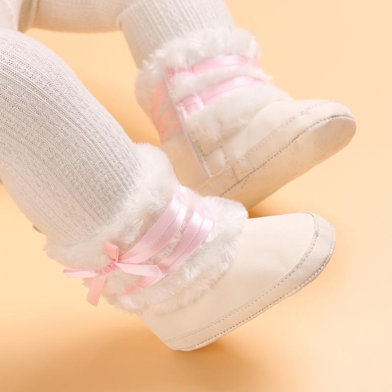 

Boots 2021 Baby Autumn Winter Girl Boys Warm Shoes Solid Fashion Toddler Fuzzy First Walkers Kid 0-18M, Black;grey