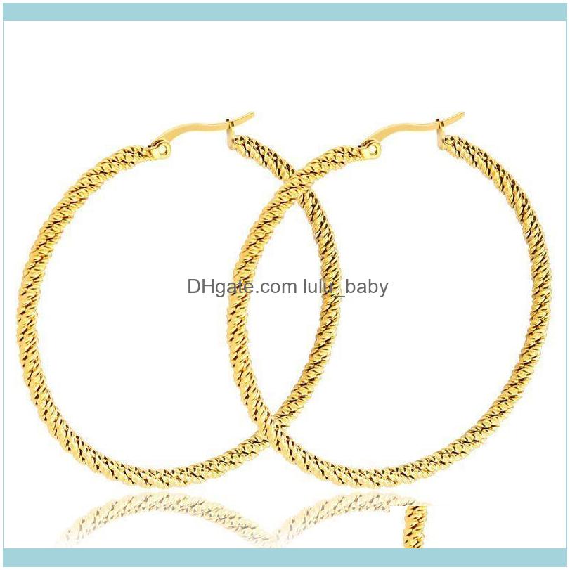 

Jewelrymxgxfam Titanium Steel Rope Circle Hoop Earrings Jewelry For Women Fashion 3 Size Choices 4 Gold Color & Hie Drop Delivery 20