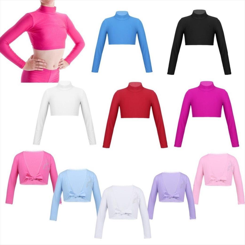 Enfants filles manches longues de danse culture top décontractée sweat-shirt pour cheer ballet gym costume salle de bal salle de bal