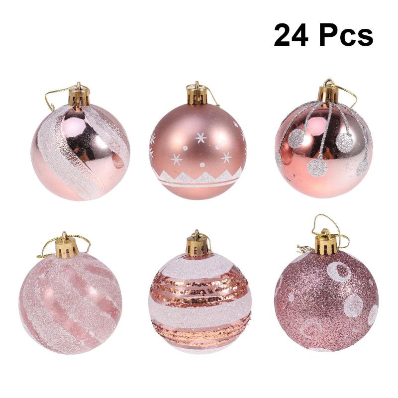 

Party Decoration 24Pcs 6cm Christmas Balls Hanging Tree Ornaments For Prom Rose Gold Colorful Xmas Home Garden