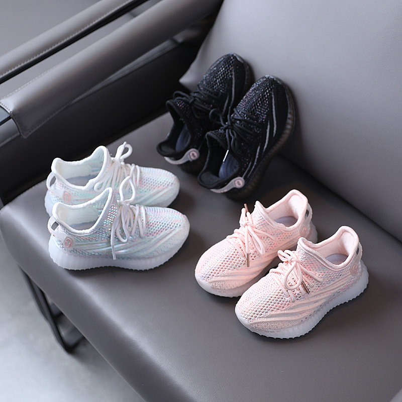 

Children's coconut shoes 2021 spring new children's shoes boys flying weave sports shoes breathable light girl leisure, Black;red