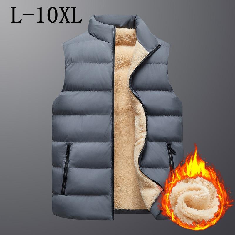 

Men's Vests 2021 Fashion Brand Men Jacket Winter Vest For Down Cotton Sleeveless Waistcoat Man Big Size 10XL Warm Mens Coat, Gray