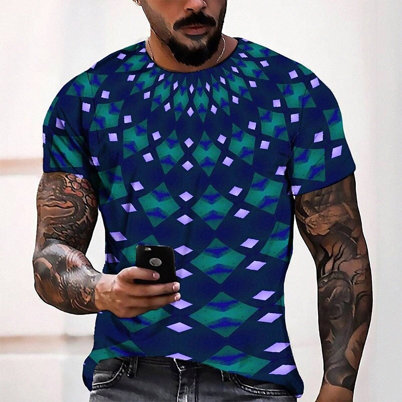 Men's Tee T shirt 3D Print Graphic Round Neck Casual Daily 3D Print Short Sleeve Tops Fashion Designer Cool Comfortable Blue G5vC#