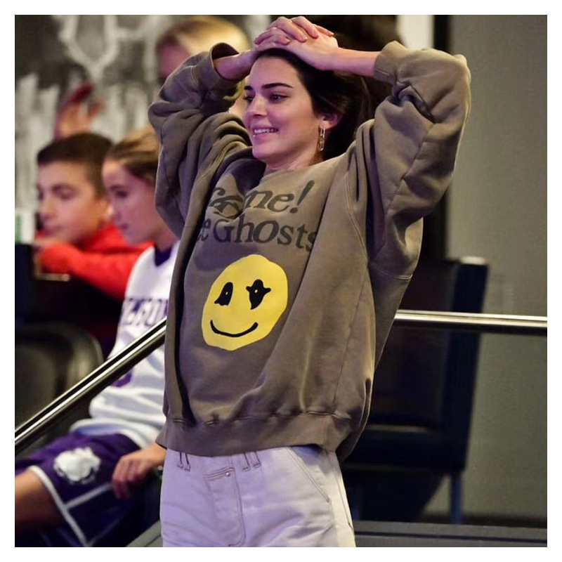

2021 New Kanye West Sweatshirt Men Street Windsuits Smiling Face Three-dimensional Print Loose-sleeved Jacket Sweatshirts Men's Hoodie FDAN, Black