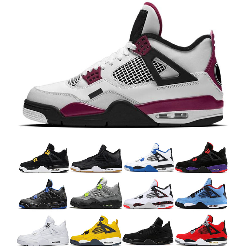 

2021 high quality jumpman 4 4s black cat men basketball shoes pink cactus jack Bred Loyal Blue Fire Red Noir Taupe Haze Shimmer mens trainers sports sneakers size 7-13, #25 thunder