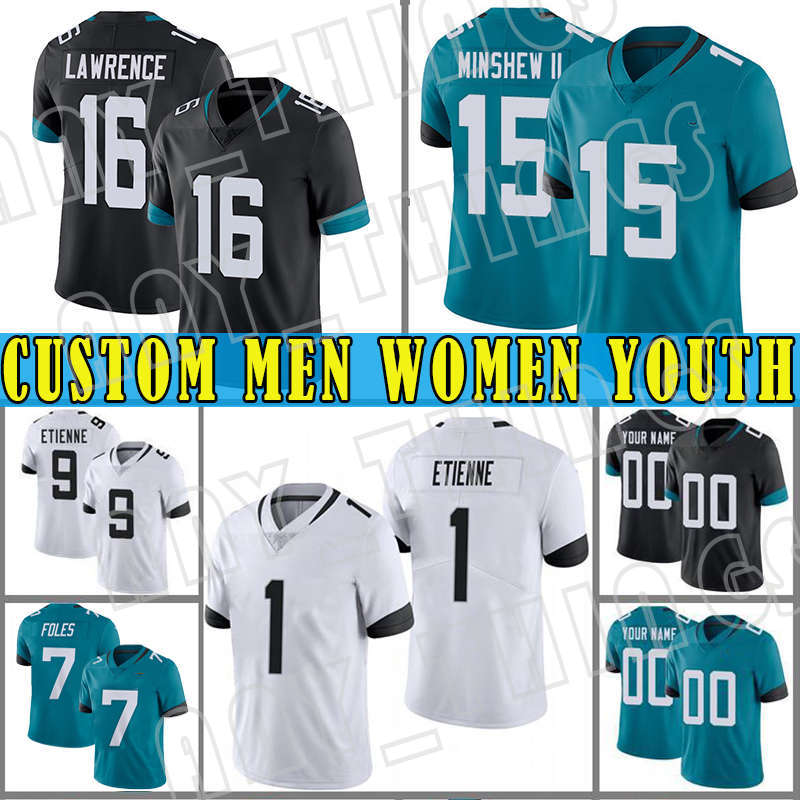 

16 Trevor Lawrence custom 1 Travis Etienne JR Men James Robinson Football Jersey Tim Tebow DJ Chark Jr Gardner Minshew II Nick Foles C.J. Henderson Josh Jones, Custom youth (meizhouhu)