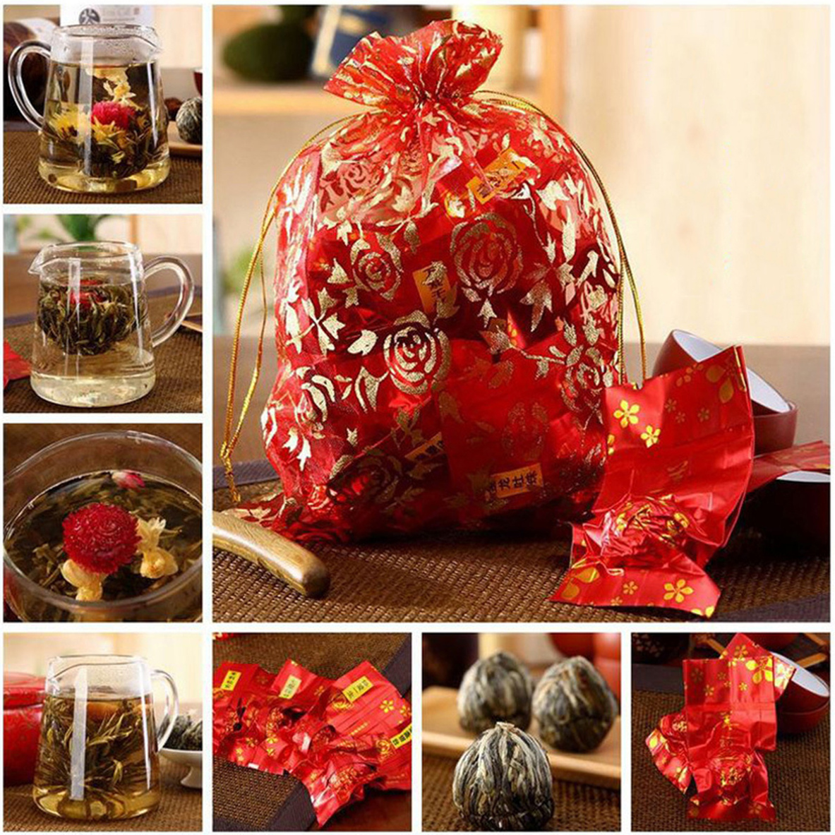 

130g Chinese Fragrant Green Tea 16 Kinds of Handmade Blooming Flower Tea Scented Flower Botanical Herbs vert Food
