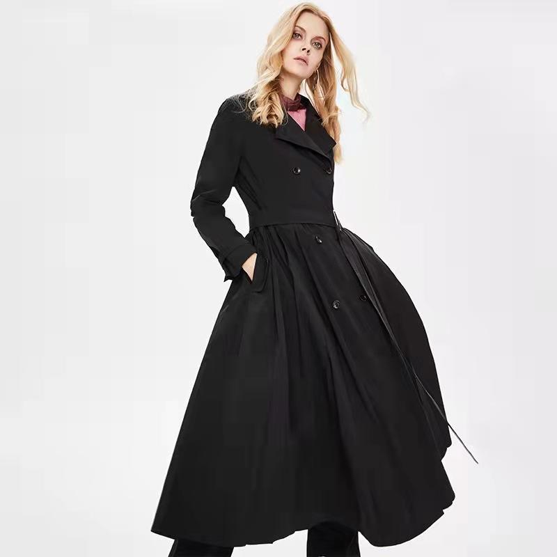 

Women' Trench Coats JAZZEVAR 2021 Spring Autumn Fund Temperamental Over Knee A Model Places Fashionable Coat Female, Black